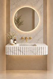 Nova108 Carrara White marble wall mounted sink with fluted front