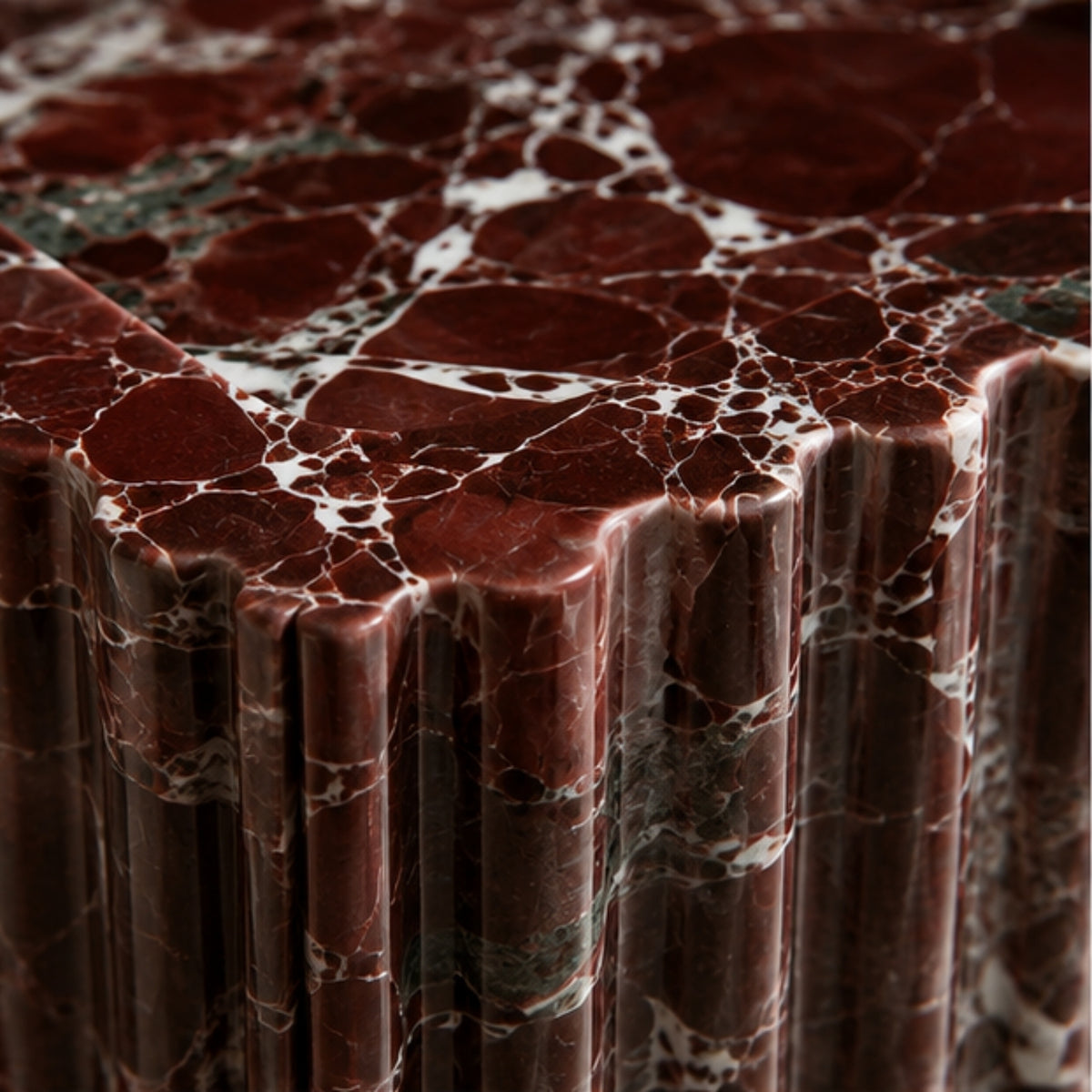 Rosso Levanto Marble Wall Mounted Sink – Fluted Floating Vanity with Backsplash